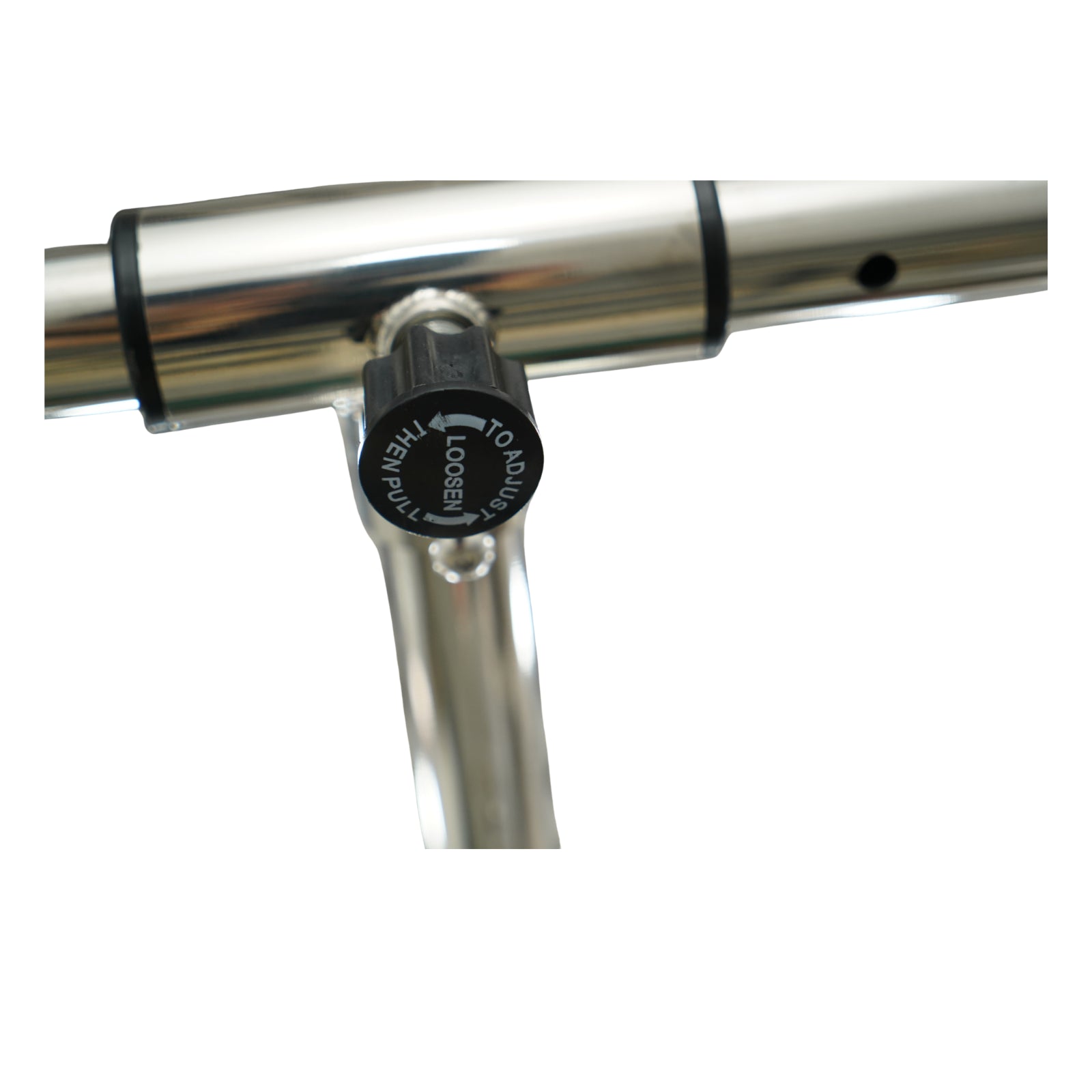 Adjustable sliding crossbar knob on the stainless steel tower for customized spring heights and angles.