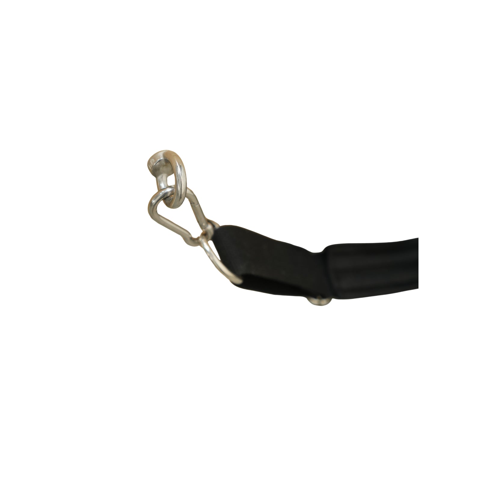 Heavy-duty stainless steel carabiner and spring attachment point on the Timber Pro trapeze tower.